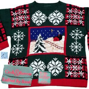 Croft&Barrow Knitted by Hand Winter Christmas Sweater Sz L